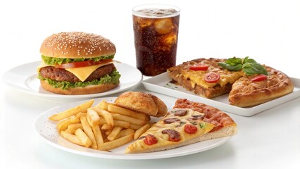 Multiple types of fast food.