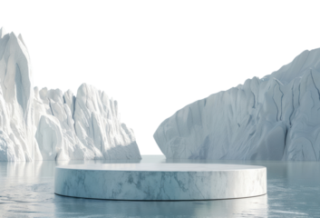 PNG White circle podium glacier nature ice.