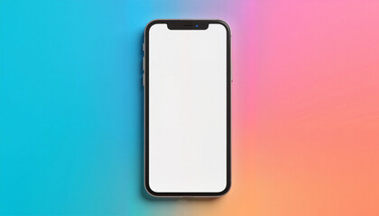 Blank smartphone screen on a vibrant gradient background for advertising purposes