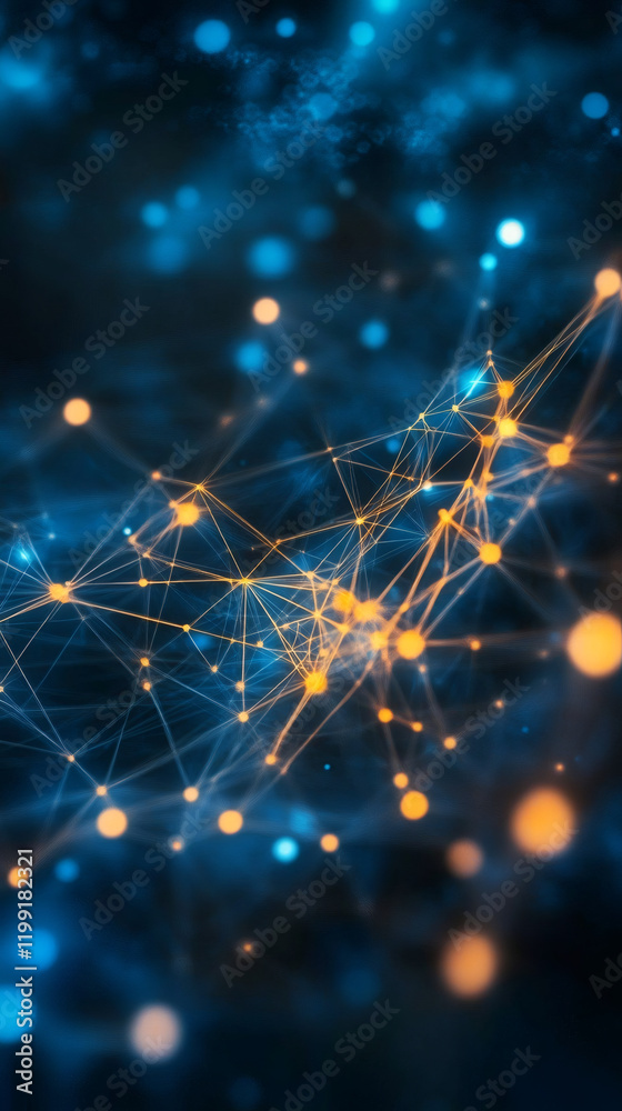 Poster futuristic network communicating and transferring data, creating an abstract technological backgroun