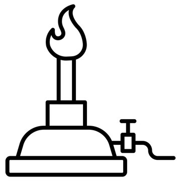 black outline bunsen burner flame clip art preview