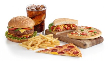 Multiple types of fast food.