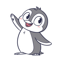 Hand Drawing Cartoon Cute Penguin Illustration in flat style