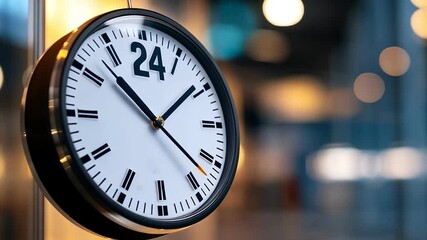 Close-up of a modern clock displaying 24-hour time in a professional setting.