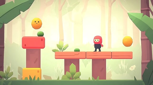 Abstract pixelated landscape with gradient hues and blocky details, reminiscent of classic arcade games