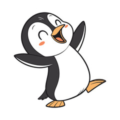Hand Drawing Cartoon Cute Penguin Illustration in flat style