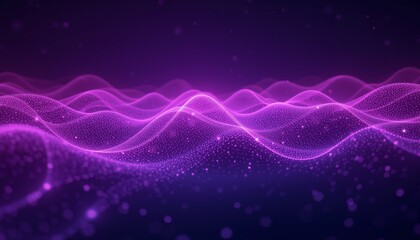 Fototapeta premium Abstract glowing purple waves with particles.