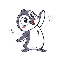 Hand Drawing Cartoon Cute Penguin Illustration in flat style