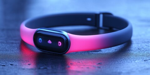 Futuristic Smart Fitness Tracker: Sleek Design, Vibrant Glow