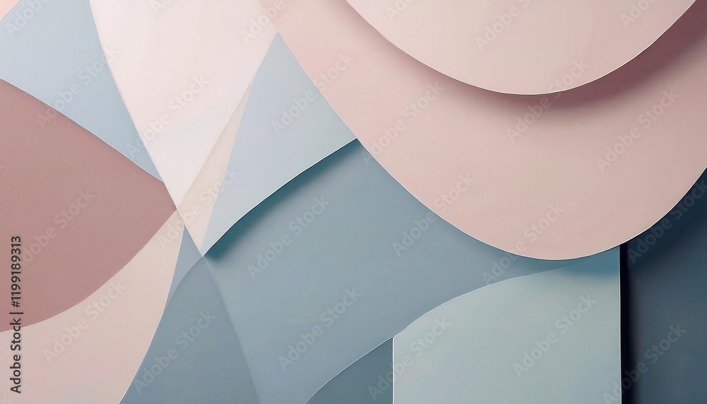 Aufkleber abstract pastel geometric composition with soft curves and angular shapes in muted blue and beige to