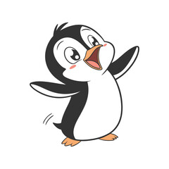 Hand Drawing Cartoon Cute Penguin Illustration in flat style
