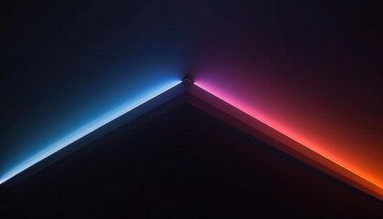 vivid neon light pyramid in abstract futuristic symmetry with dark gradient background, ideal for tech design or digital art concepts