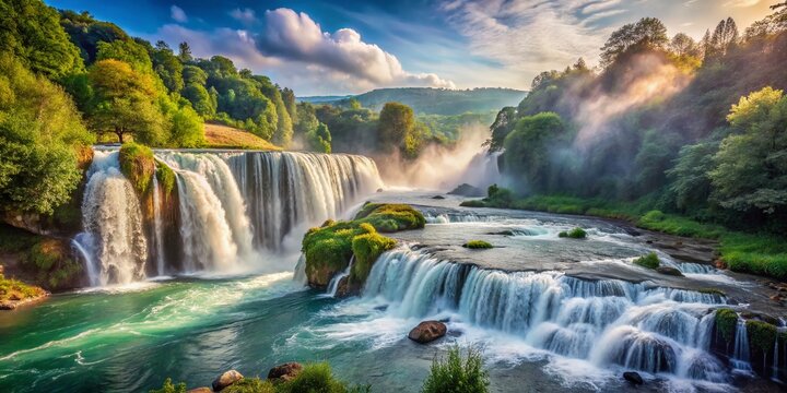 Marble Falls Terni Umbria High Water Spray Mist Italy Scenic Landscape
