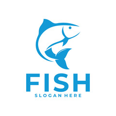 Fish jump line art logo vector template. Fish elegant logo design