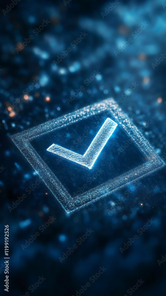 Poster Digital check mark symbolizing approval, verification, validation, and confirmation in a technological context