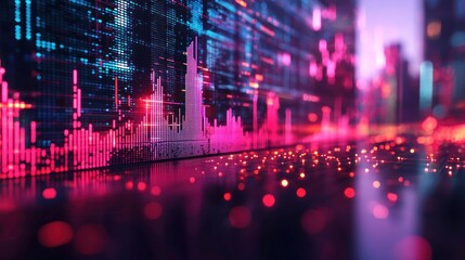 Dynamic digital data visualization urban setting graphic content futuristic environment tech concept