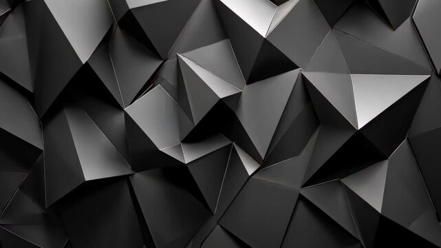Elegant black abstract geometric polygons in motion showcasing intricate design, Elegant black abstract geometric polygon motion background ing footage