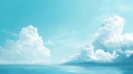 Naklejka premium Serene Seascape Under a Cloudy Azure Sky