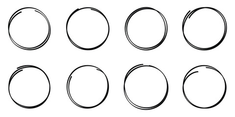 Circle line sketch icon in hand drawn style. Circular scribble doodle vector illustration on isolated background. Pencil or pen bubble sign business concept. EPS 10