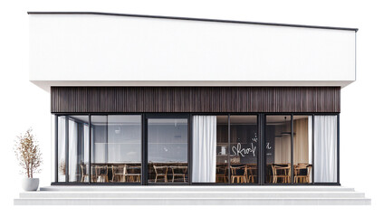 PNG Modern cafe facade architecture building view.