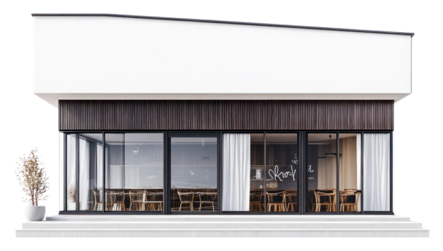 PNG Modern cafe facade architecture building view.