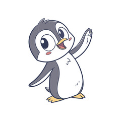 Hand Drawing Cartoon Cute Penguin Illustration in flat style