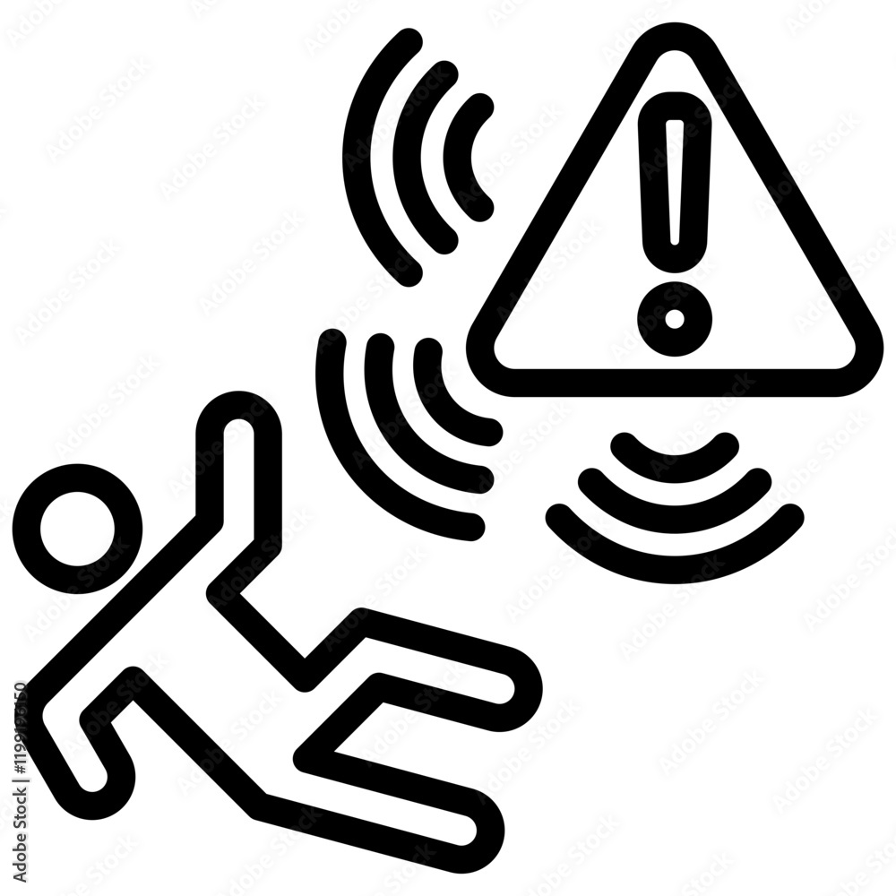 Poster Fall Detection System Outline Icon