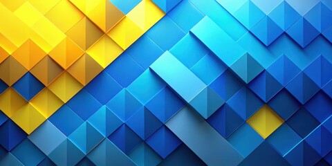 Fototapeta premium Digital art with blue and yellow gradient geometric shapes forming a stylized abstract background, yellow gradient, minimalist style