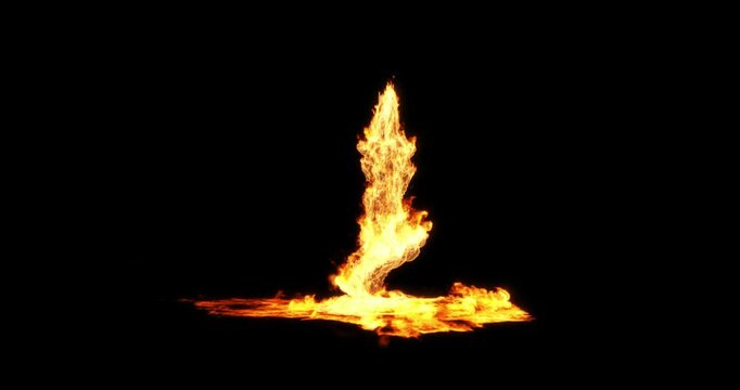 Flames fire impact burning ground on dark backgrounds rendering