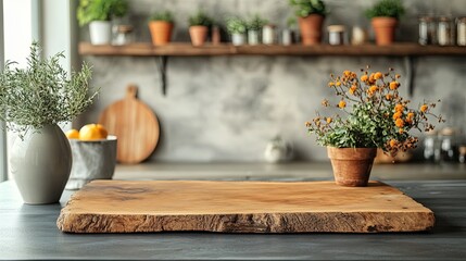 A wooden board set against a living room backdrop creates a visually appealing stock image.