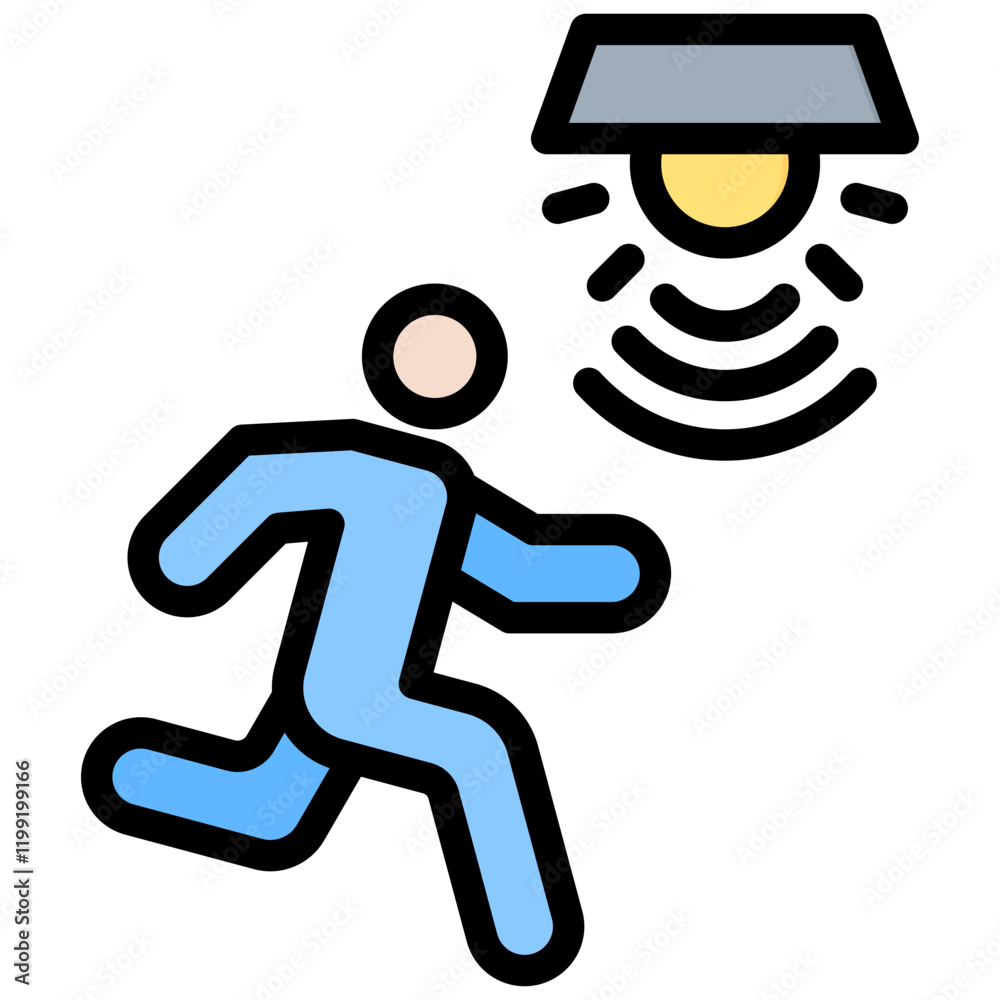 Poster Motion Sensor Light Outline Color Icon