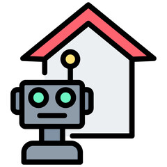 Fototapeta premium Home Virtual Assistant Outline Color Icon