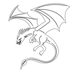 dragon flying sketch, outline vector