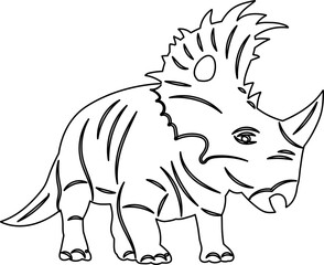 dinosaur with tusk sketch, outline vector