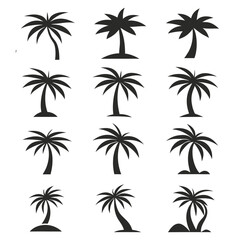 Palm Silhouttes, Coconut tree silhouettes Bundle and Set of palm tree silhouettes