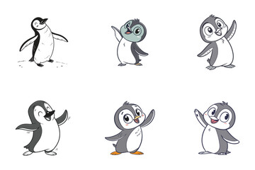 Hand Drawing Cartoon Cute Penguin Illustration in flat style