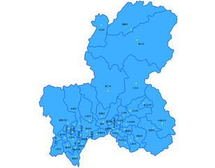 岐阜県　地図　ブルー　斑点　イラスト