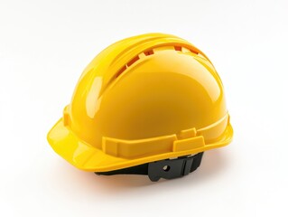 Yellow hard hat for protection and visibility in industrial environments. Lightweight and durable, this headgear is a crucial part of safety equipment on construction sites.
