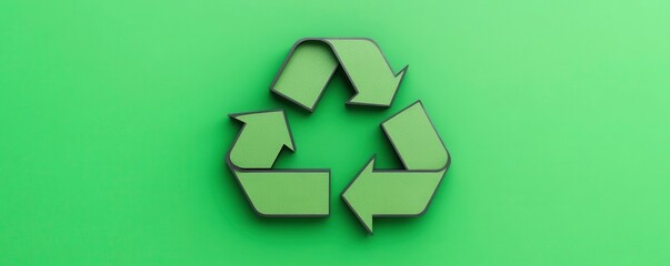 Obraz premium A green recycling symbol on a vibrant background promotes sustainability and environmental awareness.