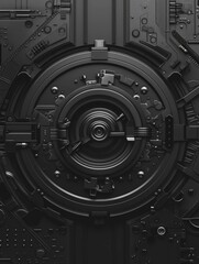 Obraz premium Circular security lock with digital interface and complex mechanism.