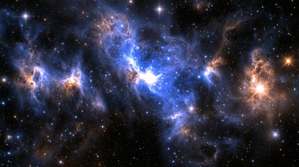 Fototapeta premium Stunning cosmic nebula showcasing vibrant colors and stellar formations.
