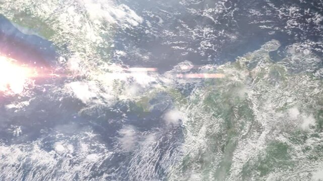 Zooming in on Pacora, Panama frome space - Perfect for Travel Intros and Backgrounds. Realistic 3D Animation.