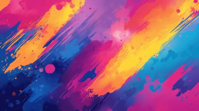 Abstract Vibrant Colorful Swirls Paint Splatter Art