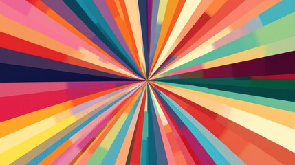Colorful radiating lines create vibrant abstract art