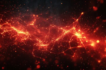 Obraz premium Dynamic abstract web of glowing lines and nodes digital universe visual art dark environment aesthetic perspective conceptual design