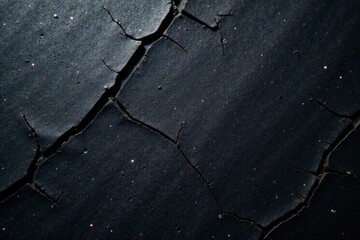 Obraz premium Rough, cracked black surface with deep texture, dirty, dark