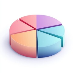 Obraz premium financial benefits budget optimization concept. 3D pie chart with pastel colors, representing data visualization and analysis.