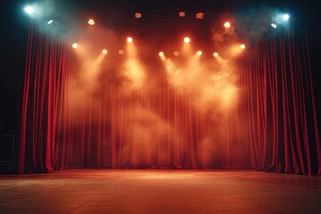 Theatrical performance stage setup theater venue event photography dramatic lighting front view elegant ambiance