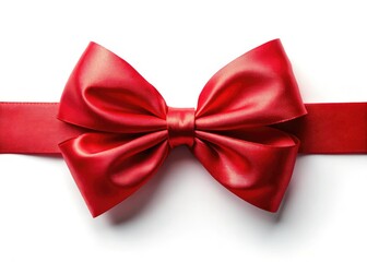 Red Bow Isolated, White Background, Copy Space