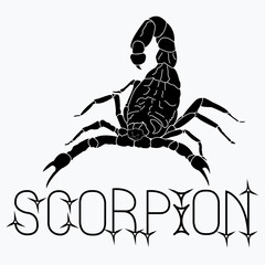 Scorpio, black. Created for font presentation. Dangerous insect logo.